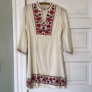Lucky Brand red and green embroidered dress